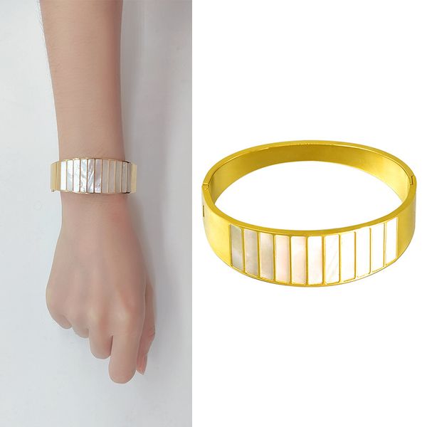 

women's bracelet white shell personality irregular luxury fashion punk wedding birthday hand cuff steel punk bangles african jewelry du, Golden;silver