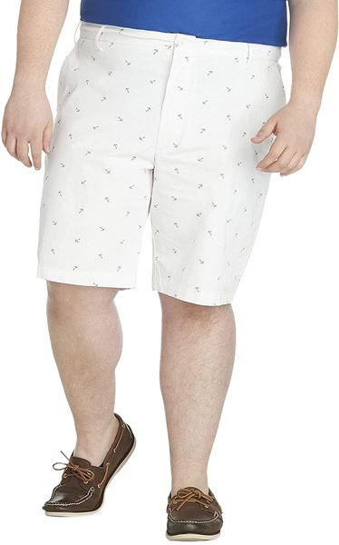 

men's big and tall saltwater stretch 9.5" chino printed shorts 10ub#, White;black
