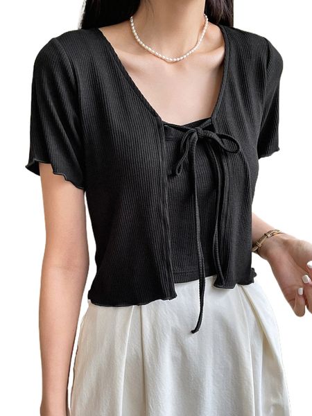 

dazy ribbed knit knot front 2 in 1 g3yj#, White