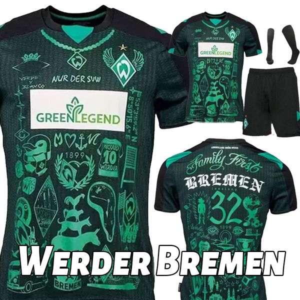 

22 23 werder bremen special soccer jersey marvin ducksch leonardo bittencourt black green 2022 2023 how deep is your love football shirts th, Black;yellow
