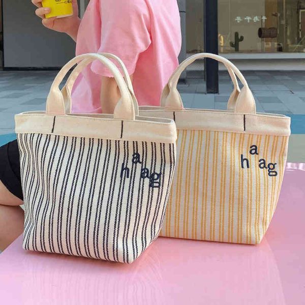 

korean dongmenxiaozhong french bento bag simple handbag printing hand sail bag 220516