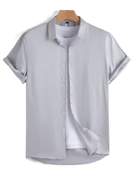 

men solid button up satin shirt without tee q8ae#, White;black