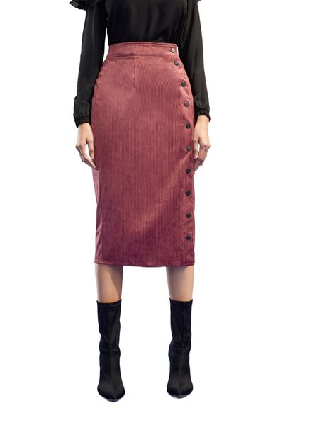 

x menna high waist single breasted straight skirt 34gz#, Black