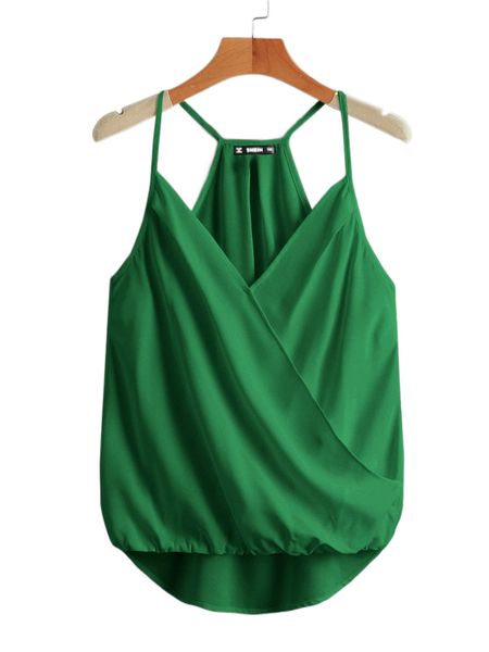 

plus surplice neck high low hem cami c9vm#, Black