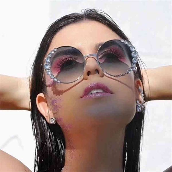 

sunglasses 's fashion diamond rimmed round frame sunglasses wu jinyan's same ff0 mdqr, White;black