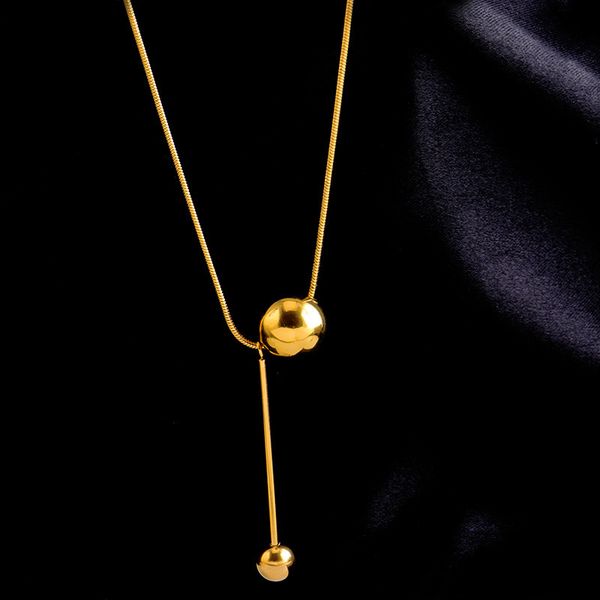 

steel golden ball necklace female new wind simple clavicle chain summer, Silver