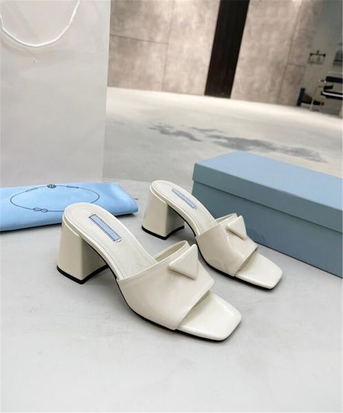 

women summer slippers lady bench shoes stylish comfortable female stout heel stereoscopic patent leather wear-resisting non slip versatile s, Black