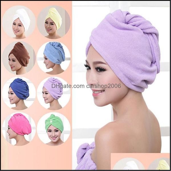 Handtuch Heimtextilien Garten LL Duschhauben Frauen Mikrofaser Magic Hair Drying Turban Wrap Hat Cap Quick Dhxwl