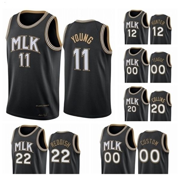

668 atlanta\rhawks\rmen cam reddish trae young 2020/21 city basketball jersey black icon edition new