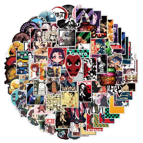 

100pcs new ghost slayer cartoon anime stickers diy toys kawaii gift laplabels decorative scrapbooking waterproof decals pack