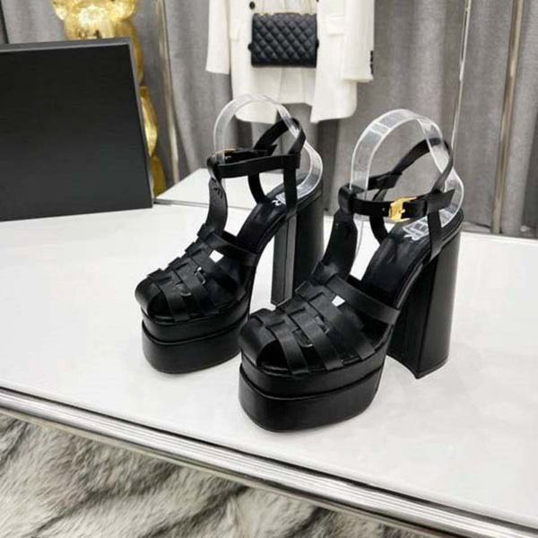 

2022 spring ultra high heel waterproof platform roman sandals hate sky high runway show large size european and american foreign trade sanda, Black