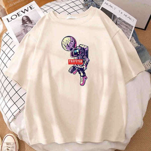 Trapstar London Basketball Astronaut Mond Druck Männer T-shirt Hip Hop Mode Kleidung Kreativität Atmungsaktive Mann T-shirts