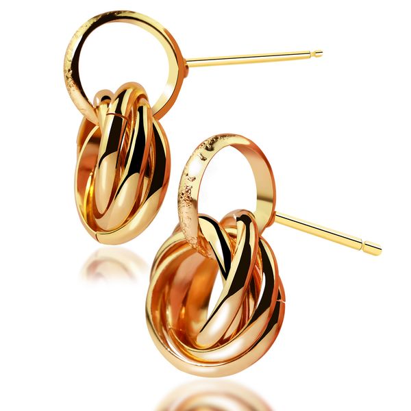 

disc drop stud gold dangle earrings round hammered earrings women, Golden;silver