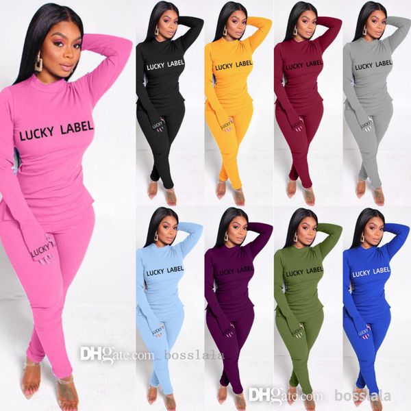 

new women sportwear 2pcs pants set designer casual fashion letter embroidery long sleeve leggings clothing, White