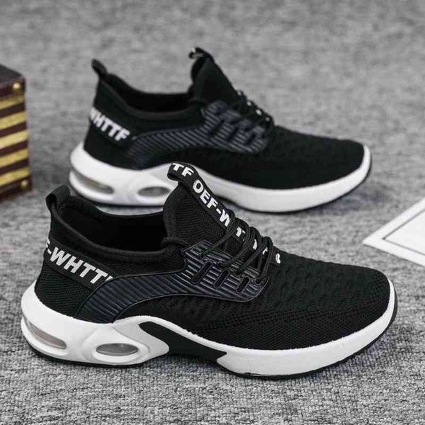 

running shoes 2022 spring and autumn new breathable men's white fly woven low lace up lightweight round head shoes
