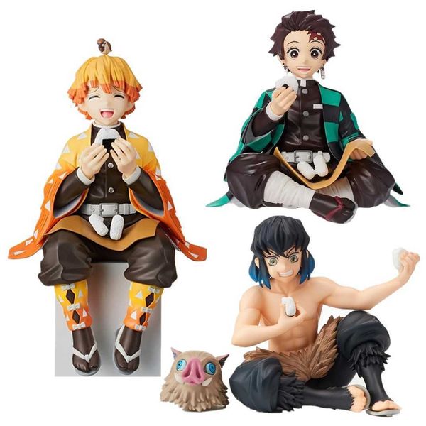 

huiya01 anime demon slayer figurine pvc action figure kamado tanjirou eat rice balls kids birthday gift toys q0622