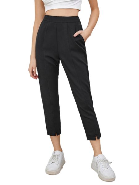 

high waist split hem pants q9uv#, Black;white
