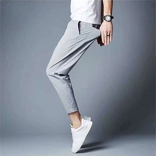 Gelo seda de seda respirável masculino masculino calça de harém de verão fitness fitness casual no tornozelo calça de streetwear calças masculinas lj201217