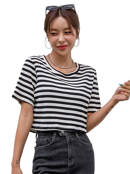 

dazy striped print tee 14wx#, White