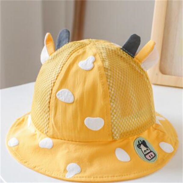 

baby spring and summer korean version of exotic cow basin hat s60, Yellow