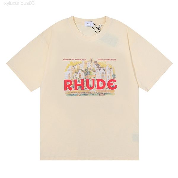 

designer fashion rhudes t shirt american high street print t-shirt oversize simple illustration short sleeve tee couple male, White;black