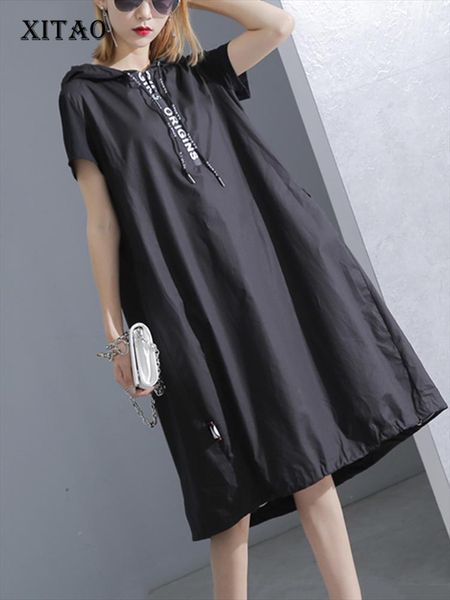 

hoodie black midi dress women short sleeve elegant womens clothing pullover a line party ky428, Black;gray
