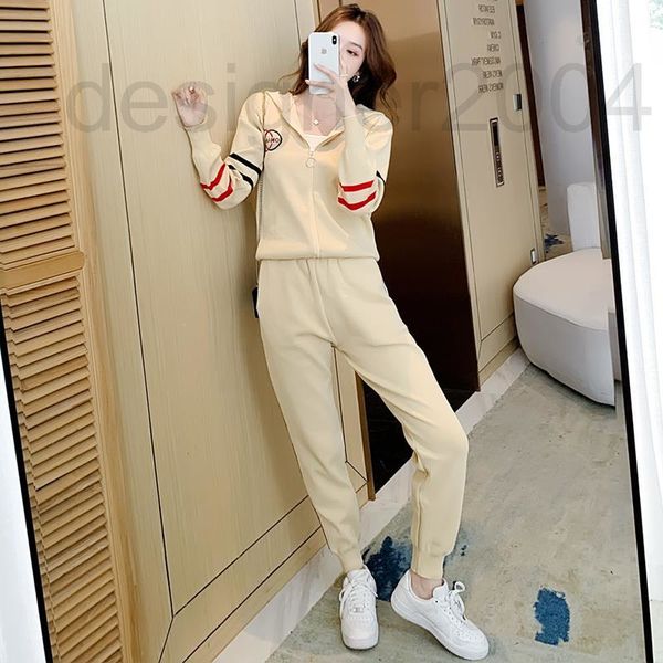 

two piece dress designer european fashion brand sports leisure loose hooded sweater set for women 2021 autumn new age reduction two-piece w9, White
