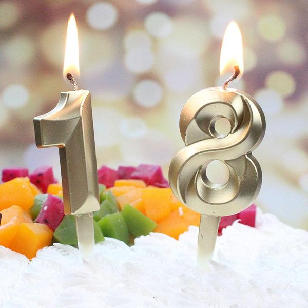 Outros suprimentos de festa de evento Número de aniversário fofo vela prateada ouro 0-9 velas decorativas bolo cupcake topper decoratingother