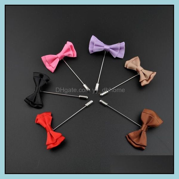 

pins brooches jewelry ribbon bow lapel flower rose handmade boutonniere brooch pin mens accessories pins 0407wh drop delivery 2021 d9xmz, Gray