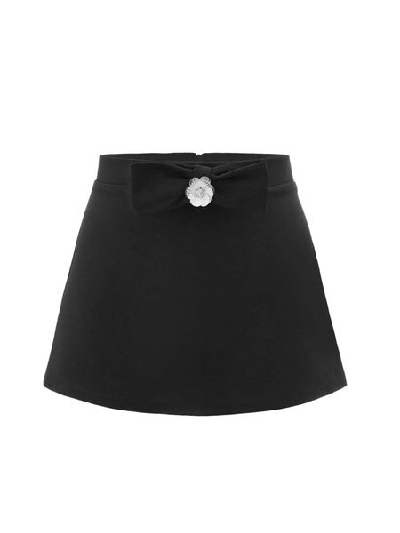 

mod bow front zip back skirt a4nl#, Black