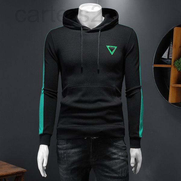 

men's hoodies & sweatshirts designer 2022 spring new men's pullover long sleeve sweater hooded slim fit solid color embroidered ca, Black