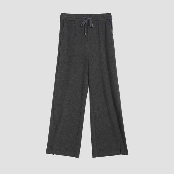 

women's pants capris broken size 98 yuan high elastic knitting autumn and winter high waist split wide leg pants floor mops, Black;white