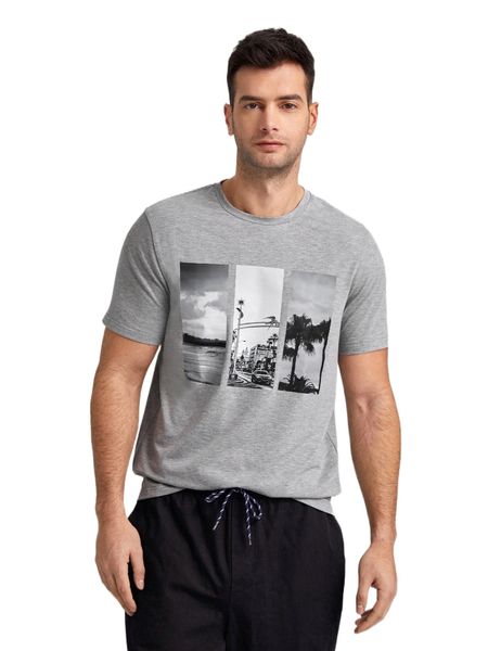 

men beach & coconut tree print tee 77v5#, White;black