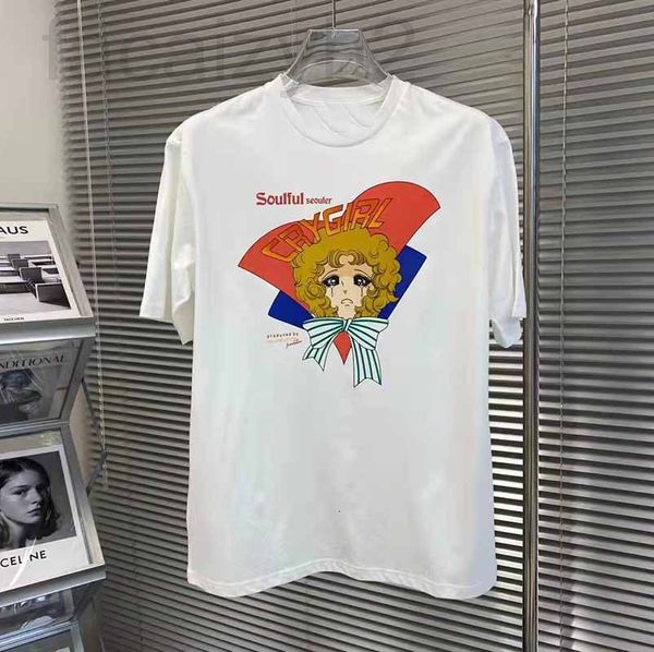 

women's t-shirt designer 2022 new cartoon beautiful girl crying t-shirt short sleeve korean loose fashion versatile bottomed trend 2ppb, White