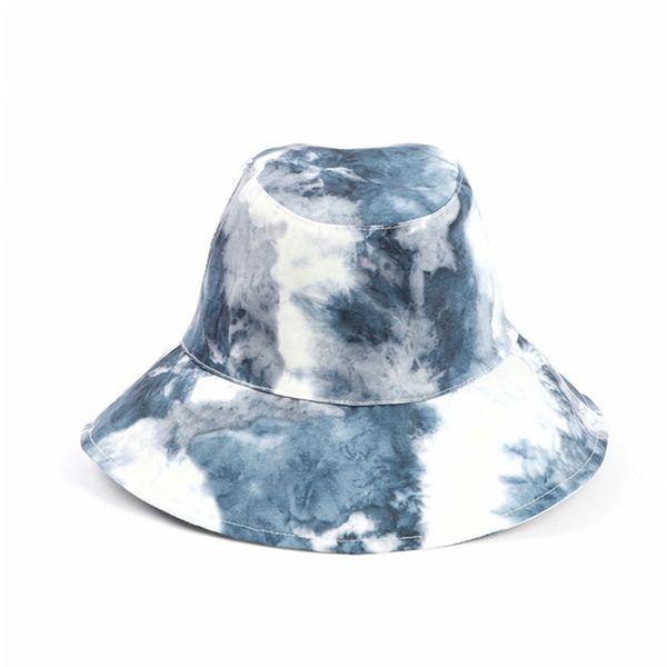 

fashion designers caps korean style fashionable painted bucket hat mens and womens spring summer tie-dyed colorful ethnic style sun-proof ba, Blue;gray