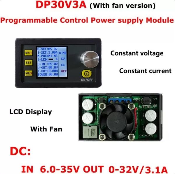 Circuiti integrati DP30V3A Modulo di alimentazione step-down programmabile a tensione costante e corrente Convertitore di tensione buck Display LCD Voltmetro