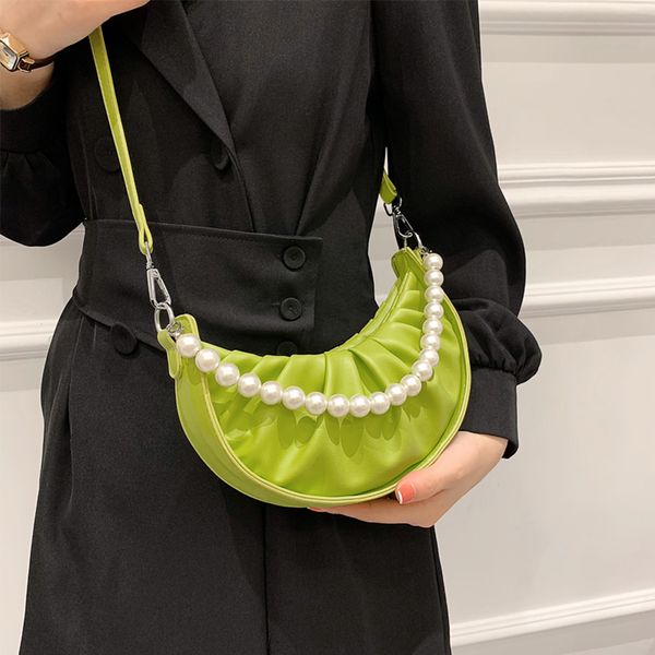 

hbp hobo half round small pu leather women's shoulder crossbody bag summer 2022 designer trends beaded handbag luxurious pleated tote b