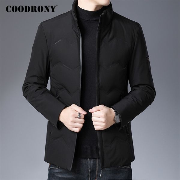 

coodrony brand men's winter jacket fashion casual parka slim fit coat men arrival thick warm white duck down jackets c8033 201128, Black