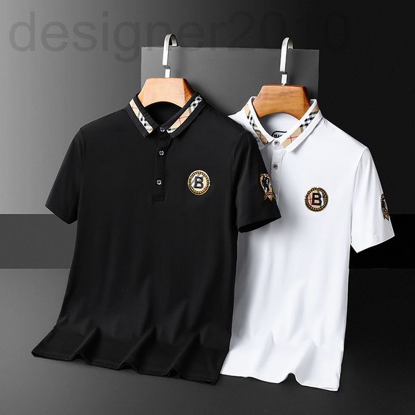 

men's t-shirts designer 2022 summer men's short sleeved t-shirt embroidered lapel slim fit half polo business casual youth, White;black