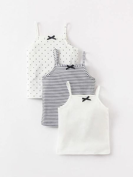 

baby 3pcs polka dot & striped bow detail cami she, Blue