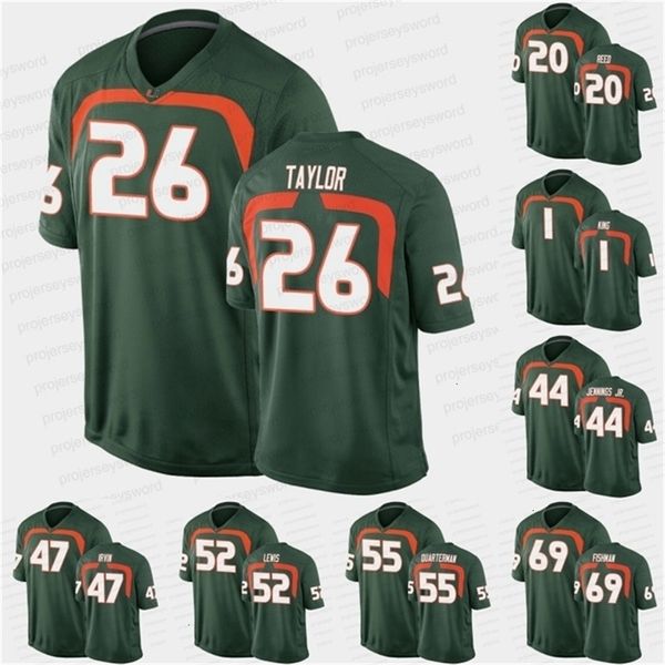 Uf CeoMit Miami Hurricanes Green Game College Football Jersey D'Eriq King N'Kosi Perry Duke Johnson Ryan Rizk Peyton Matocha Tate Martell Ed Reed Sean