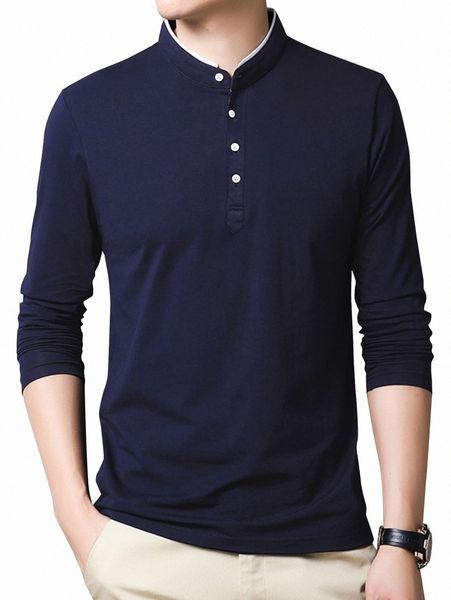 

men stand neck half button tee 50yl#, White;black