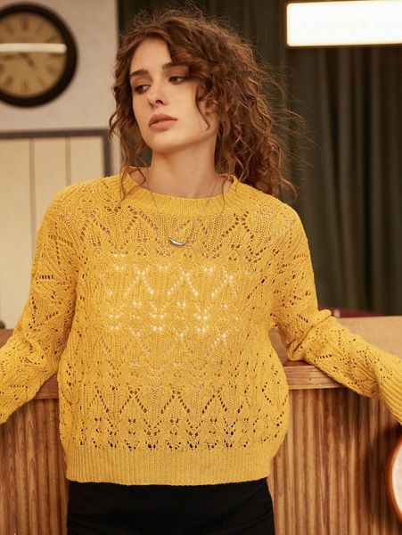 

knit mix solid open knit sweater o9sm#, White;black