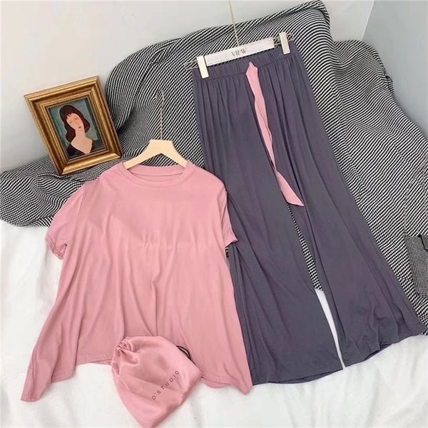 

modal pajamas set women long sleeve pants 3piecesuit cool homewear tracksuit fashion summer big size sleepwear 201105, Black;red