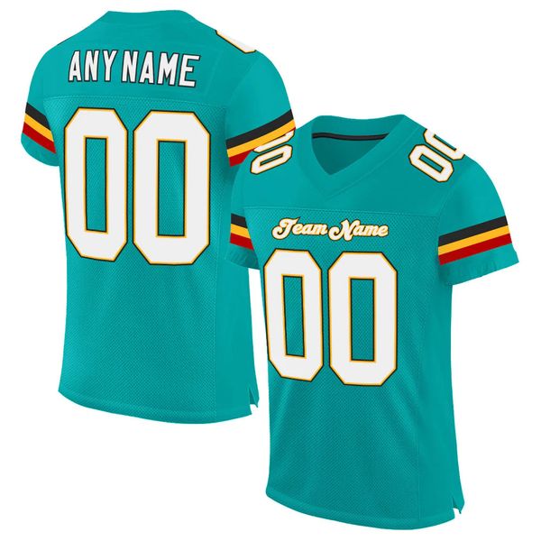 

custom aqua white-gold mesh authentic football jersey 4545, Black
