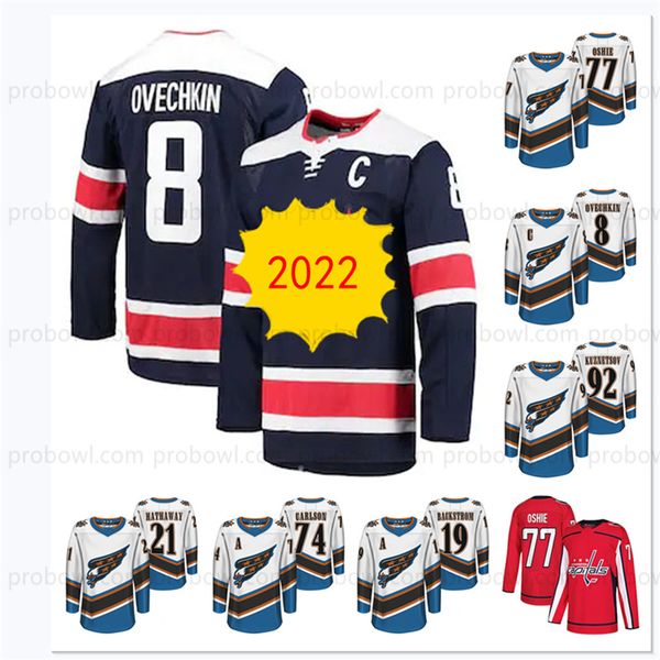 

alex ovechkin washington 2022 white navy jersey henrik lundqvist nickla backstrom tom wilson john carlson t.j. oshie evgeny kuznetsov nickla, Black;red