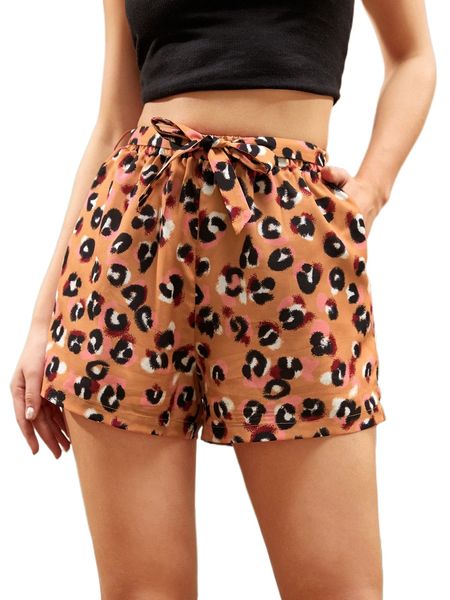 

x eclecticcollection leopard print belted shorts 99nx#, White;black
