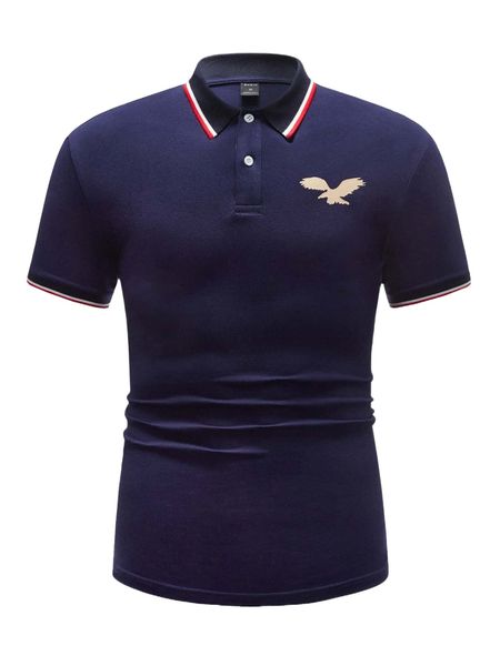 

men eagle print striped polo shirt i4ly#, White;black