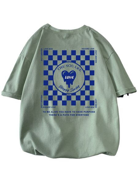 

men checker & slogan graphic tee u99p#, White;black