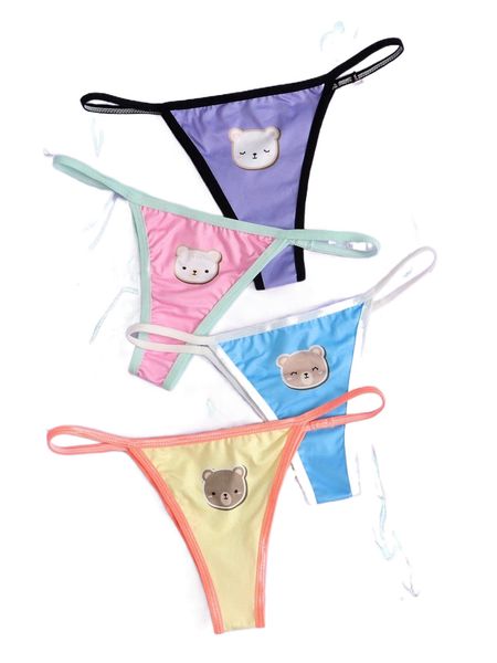 

4pack cartoon graphic panty c4qx#, Black;red